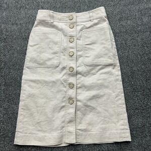 J. Crew Factory Button-Front Midi Skirt in Light Beige